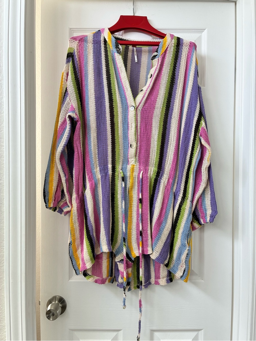 Free People Colorful Striped Button-Front Romper